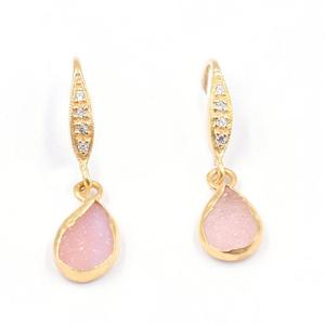 ต่างหูรูปลูกแพร์ชุบทองพร้อม925เซอร์คอนเงินสเตอร์ลิงพร้อมสายหู - Product Image 2