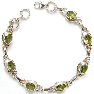 อินเดียเครื่องประดับเงิน Peridot พลอยสร้อยข้อมือเงิน - Product Image 5