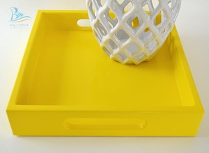 Plateau de service en laque jaune du Vietnam - Product Image 3