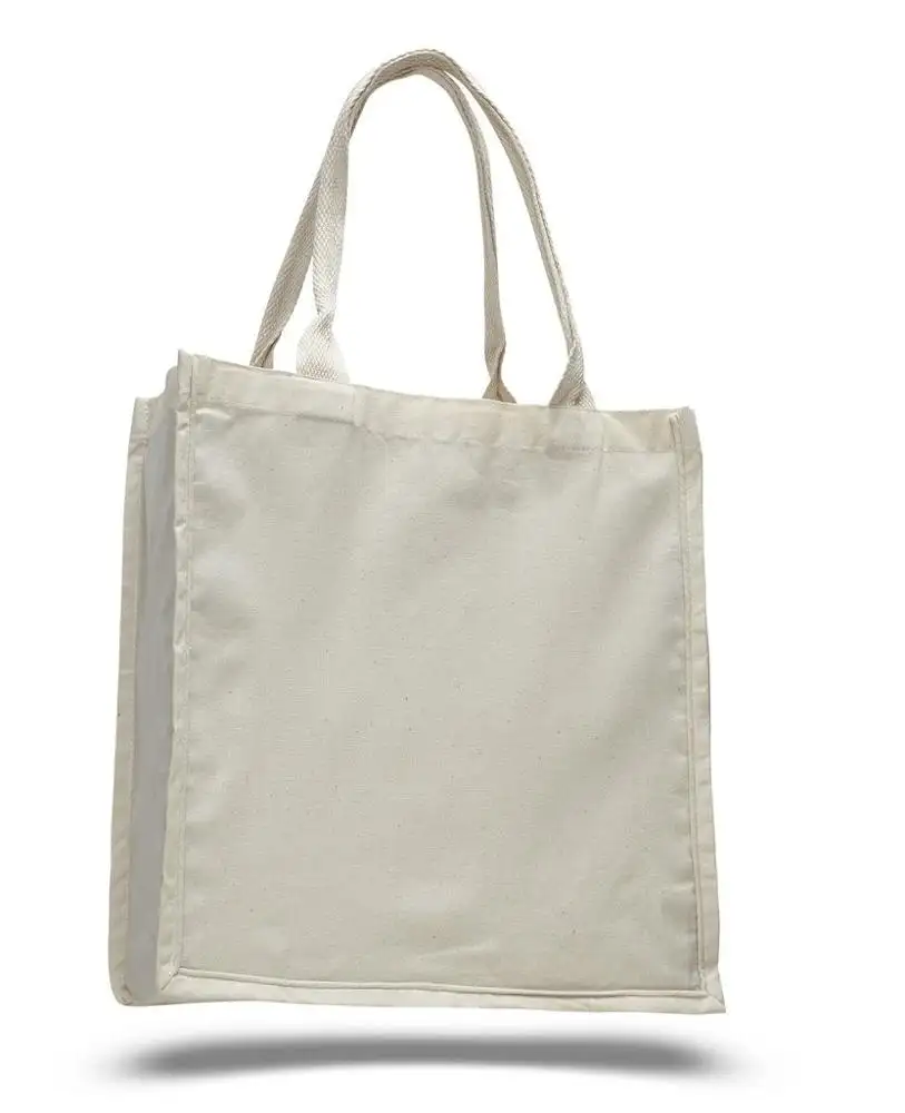 Eco-friendly 100%Cotton plain dyed 12OZ heavy canvas tote shopping bag foldable style long handles Low MOQ wholesale cheap price