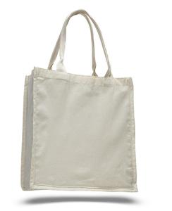 Bolsa de Tela Ecológica 100% Algodón, 12 oz, Resistente, Reutilizable, Asas Largas, Logotipo Personalizado, Plegable, con Fuelle, MOQ Bajo, al por Mayor - Product Image 1