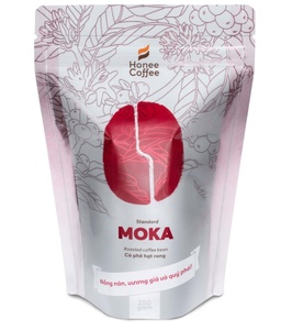 Grains de café torréfiés Moka de haute qualité, arôme riche et bénéfique pour la santé des consommateurs, marque de café Honee, fabriqué au Vietnam - Product Image 1