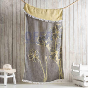 Flora-amarillo turco toalla 100% algodón-Picnicm playa manta cama cubierta uso Múltiple tejido Jacquard toalla - Product Image 2