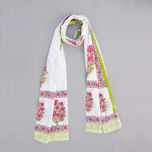 Mujeres Blanco Block Print Diseñador Algodón Venta al por mayor Bufanda Estola Dupatta 100X250 Cm - Product Image 1