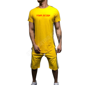 2024 conjunto informal para hombre, chándal a rayas laterales a la moda para hombre, camiseta de manga corta, pantalones cortos con cordón, traje para hombre, pantalones cortos para hombre - Product Image 4