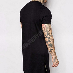 Custom Logo Fashion Men Hip Hop Longline T-<b>Shirts</b> Side Zip Tshirt Male Big and Tall Long T <b>Shirt</b> White <b>Black</b> Clothes Streetwear - Product Image 4