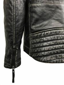 แจ็กเก็ตหนังนักแข่งรถชายคลาสสิกสีดำ/สีเบจสำหรับฤดูหนาวเสื้อแจ็กเก็ตแฟชั่นสำหรับนักขี่มอเตอร์ไซค์ - Product Image 5