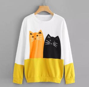 T-shirt manches longues col rond femme, Collection du Bangladesh, décontracté et ample, avec motif de chat, 2022 - Product Image 6