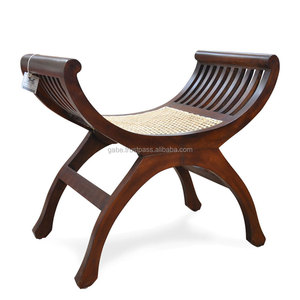 Otomana de Madera de Teca Maciza y Ratán de Diseño Antiguo Kartini para Muebles de Sala de Estar - Product Image 1