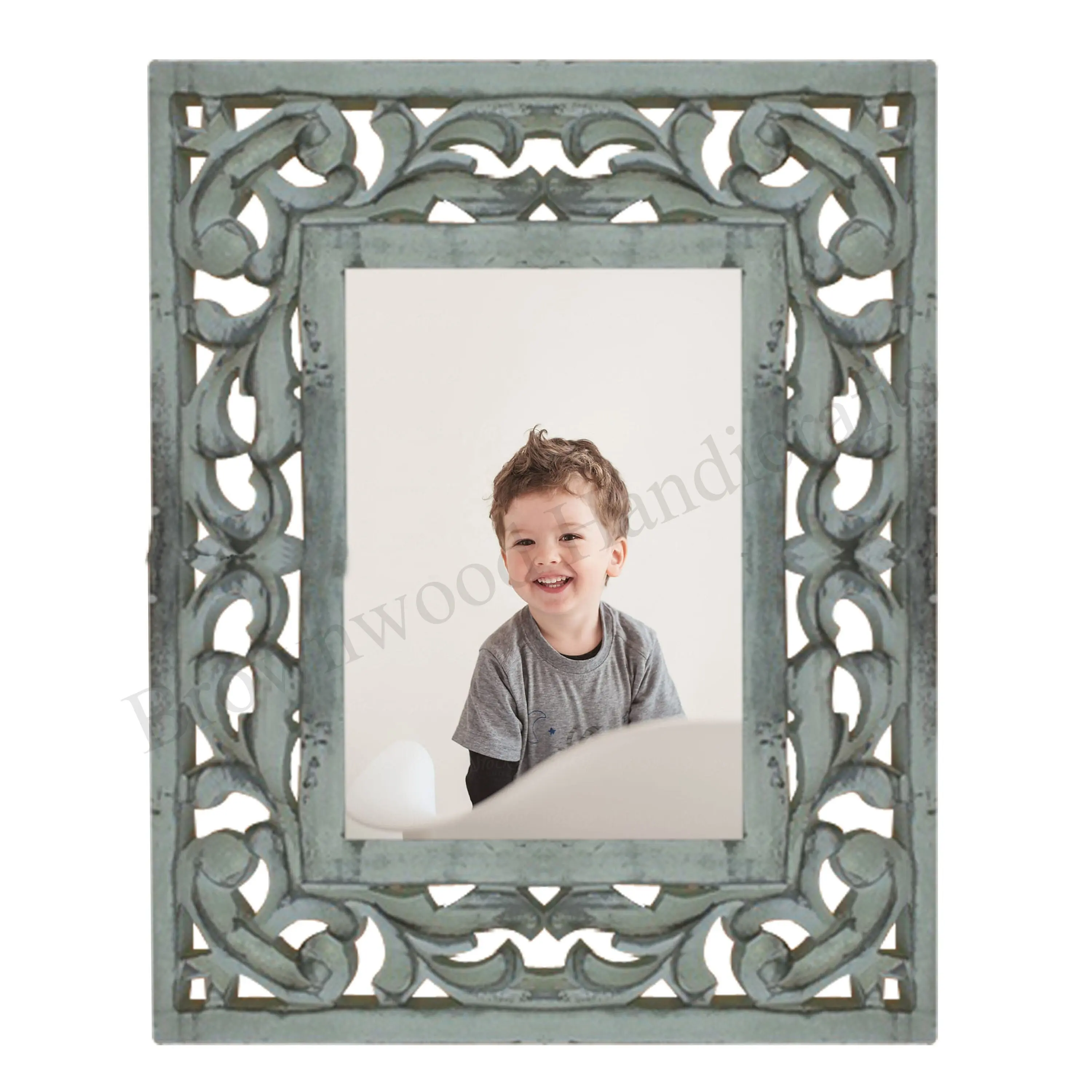 Cadre photo de bébé artistique sculpté à la main en MDF de qualité supérieure Cadre photo en bois 6X4 pour l'affichage des photos et des cadeaux