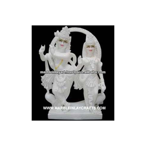 White Makrana Marble Radha Krishna Statues - Product Image 1
