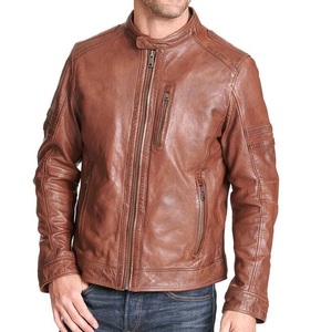 Veste en cuir rustique Veste de moto style motard Veste de mode en cuir véritable classique - Product Image 2