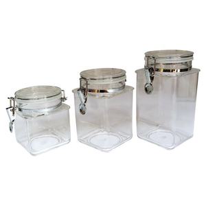 JACK WORTH Contenants de stockage carrés en plastique acrylique classique moulés par injection, qualité alimentaire, ensembles de boîtes, conservation de la fraîcheur - Product Image 1