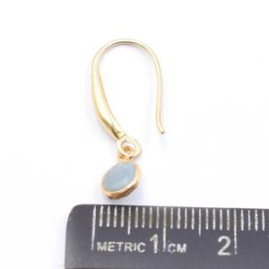 Aquamarine 23 to 24 MM With <b>Sterling</b> <b>Silver</b> Ear <b>Wire</b> Round Shape Gold Electroplated Earring - Product Image 4