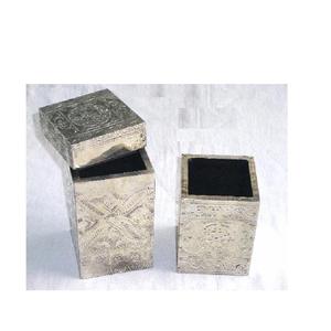 Hecho a mano alemán plata arte popular hueso mosaico en relieve patrones florales 16x8cm Accesorios de escritorio caja soporte para bolígrafo regalos novedosos - Product Image 5