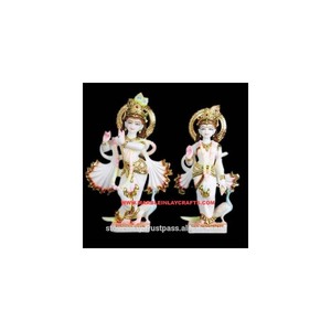Indian Marble Radha Krishna Statue, Lovely Marble Krishna Radha Idols - Product Image 1