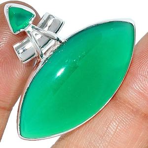 Bonne qualité Design Unique 925 Sterling argent massif naturel vert Onyx pierre précieuse pendentif fait main bijoux fins au meilleur prix - Product Image 1