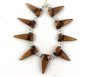 Cuentas de Jaspe Unakita Natural de Buena Calidad, Forma Triangular Facetada, Color Amarillo Negro, Grado AAA, Certificadas por Terceros - Product Image 1