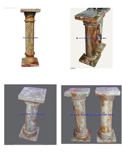 Pilares romanos de mármol de ónix verde múltiple únicos de Nature Home Decor Pedestales de decoración del hogar con función hueca - Product Image 1