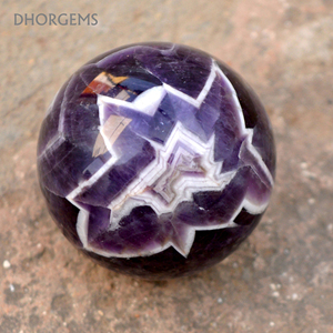 Esfera de Cristal de Amatista Natural |   Esfera de Gema de Amatista Chevron, Piedra Curativa |   Artículo de Decoración para el Hogar, Regalo de Meditación - Product Image 3