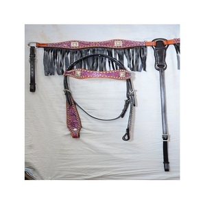 Ensemble de têtière et de collier de poitrine en cuir de qualité supérieure confortable et durable fabriqué en Inde prix de gros - Product Image 3