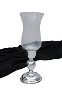 Metal <b>Candle</b> <b>Holder</b>, <b>Glass</b> Silver Hurricane - Product Image 2
