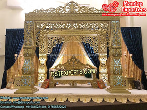 ที่สวยงามIndo-แคนาดางานแต่งงานเวทีตกแต่งอเมริกันงานแต่งงานเวทีWestern Lookสีขาวแผนกต้อนรับบริการเวที - Product Image 5