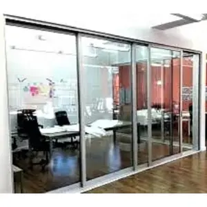 Aluminum office tempered glass slide / sliding door with Australia standard