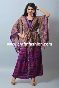 Robe de plage à motif Floral pour femme, Kimono, fait à la main, en soie, Cover-Up pour les maillots de bain, vêtements de nuit, Robe d'été, Cardigan - Product Image 4