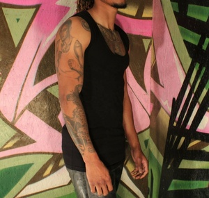 MEN'S PLAIN BLACK VEST TANK TOP MEDIUM STRETCH FIT GYM TOP - Product Image 5