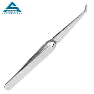 Pince à sourcils en acier inoxydable de marque privée en gros Extension droite incurvée avec pointe inclinée - Product Image 2