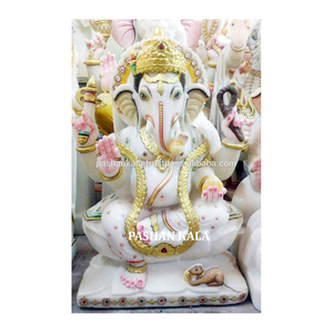 รูปปั้นพระพิฆเนศหินอ่อนสีขาว - Product Image 1