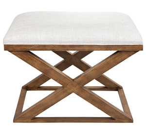 Premium Luxury Upholstered Ottoman Pouf <b>Stool</b> Decorative Footrest with Soft Cushion for Home Living Room <b>Bedroom</b> Hotel Furniture - Product Image 2
