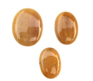 Juego de piedras preciosas sueltas de 3 piezas de Grado Superior Aventurina amarilla natural Cabujones de forma ovalada con parte posterior plana lisa al por mayor - Product Image 1