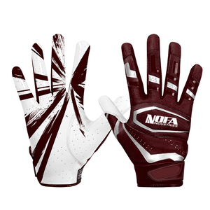 Gants de football américain personnalisés avec logo, paume en silicone antidérapante avec matériau en cuir, gants de sport - Product Image 5