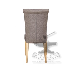 Chaise de salle à manger moderne en bois et tissu à dossier long - Product Image 4