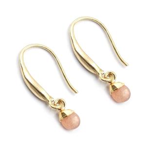 Pendientes de plata de ley con forma ovalada, pendientes galvanizados dorados de 24 a 25 MM con piedra lunar de melocotón - Product Image 2