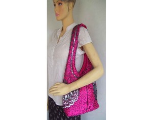 Handmade Female Bead Embroidery <b>Bag</b> with Heavy Sequins <b>Zippered</b> Closure and Single Strap for Winter Banquets - Product Image 4