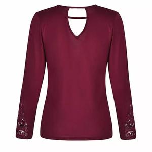 Camiseta personalizada de alta calidad para mujer, blusa 100% de algodón con diseño de cuello de manga larga supersuave, colección de camisa de China - Product Image 4