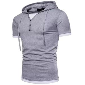 เสื้อมีฮู้ดแขนสั้นสำหรับผู้ชาย,เสื้อสเวตเตอร์แบบสวมศีรษะมีฮู้ดทรงไฮสตรีทพิมพ์ลายโลโก้แบบกำหนดเองฤดูใบไม้ร่วงไซส์ใหญ่พิเศษ - Product Image 3