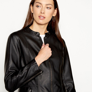 Chaqueta de cuero de motocicleta para mujer de alta calidad, temporada de invierno, relleno de algodón, logotipo personalizado, cierre de cremallera a rayas, seda larga XL - Product Image 6