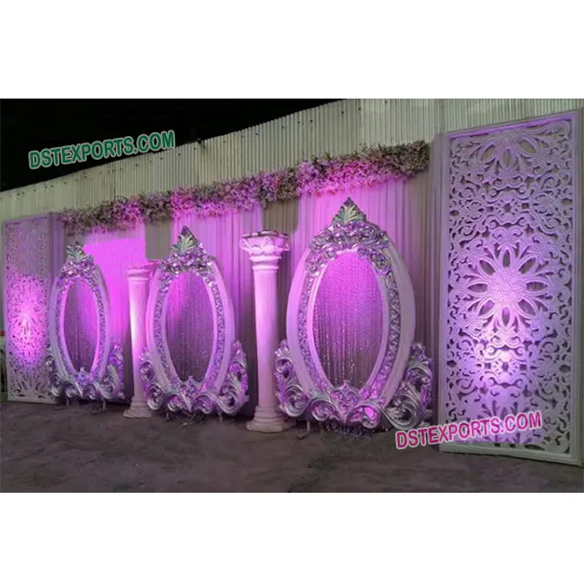 White Wedding Stage Backdrop Panels/ Oval & Square Panels For Wedding Stage/ Outdoor Wedding Stage Panels Decor