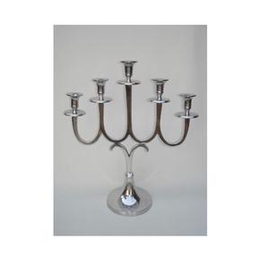 Vantage-Candelabro plateado de 5 luces de aluminio niquelado, centro de mesa pulido brillante elegante para el hogar, boda, fiesta y portavelas - Product Image 3