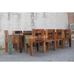 Juego de Mesa de Comedor de Madera Reciclada Antigua para Diez Personas, Muebles Rústicos para el Hogar, Venta al por Mayor - Product Image 1