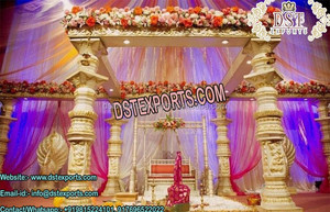 ชุด Mandap หงส์สำหรับงานแต่งงาน,ชุด Mandap สำหรับงานแต่งงานสีขาวทันสมัยเฟื่องฟู - Product Image 2