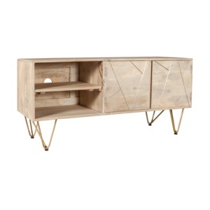 Wholesale Price Modern Furniture Solid Wooden & Light <b>Gold</b> Iron Leg Media <b>Unit</b>, <b>Tv</b> Stand, <b>Tv</b> <b>Unit</b> for Living Room - Product Image 2