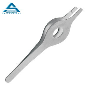 Pince à sourcils en acier inoxydable de marque privée en gros Extension droite incurvée avec pointe inclinée - Product Image 3