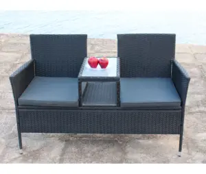 Muebles de mimbre de polietileno para exteriores, silla de doble asiento, asiento de amor para 2 personas, precio barato, origen vietnamita