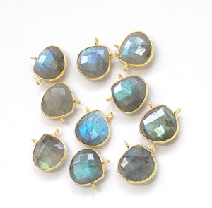 Piedras preciosas de labradorita natural Chapado en oro Fabricación de joyas Encantos Encontrar Bisel Piedra natal Boho Conector Enlace - Product Image 4