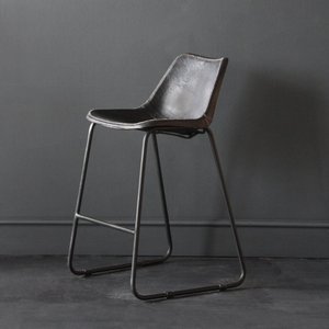 Tabouret de Bar industriel pliable, siège en cuir, noir, pour maison de route - Product Image 6